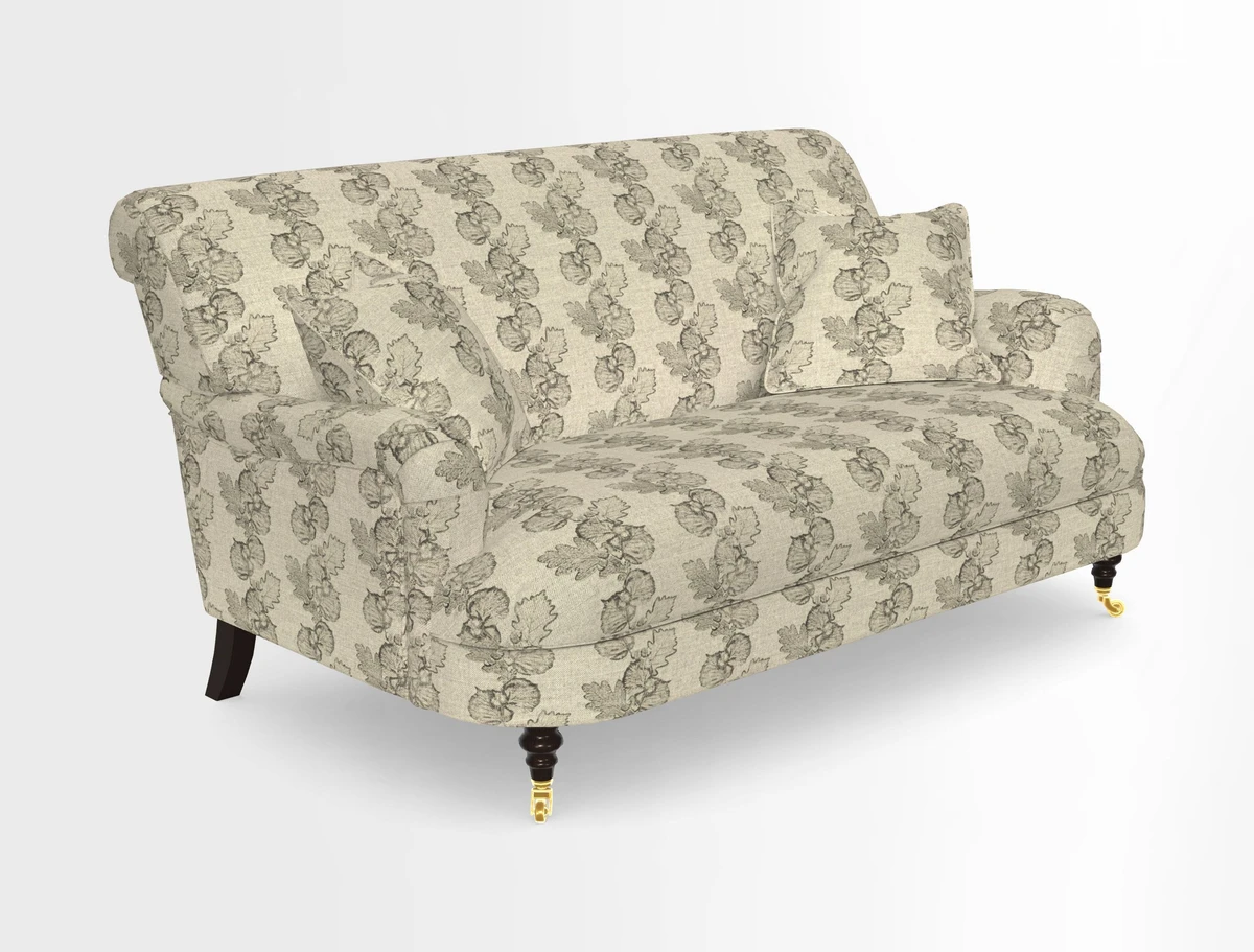 Holmfirth 3 Seater Seater Sofa in RHS Collection on Velvet Pieter van Kouwenhoorn Tulips with scatters in Almost Plain Velvet Maple and Brick