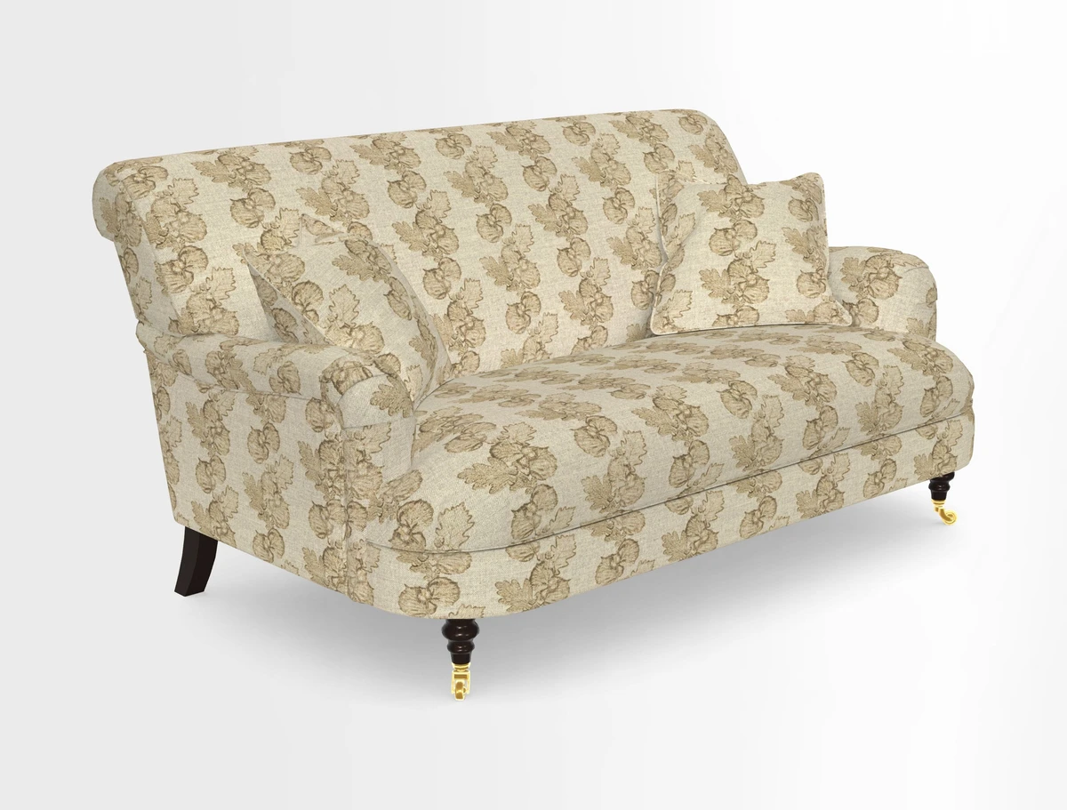Holmfirth 3 Seater Seater Sofa in RHS Collection on Velvet Pieter van Kouwenhoorn Tulips with scatters in Almost Plain Velvet Maple and Brick