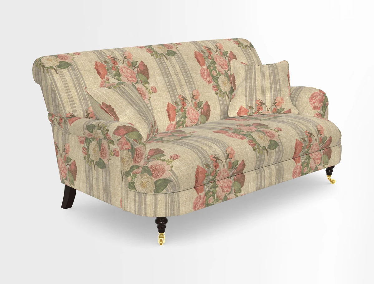 Holmfirth 3 Seater Seater Sofa in RHS Collection on Velvet Pieter van Kouwenhoorn Tulips with scatters in Almost Plain Velvet Maple and Brick