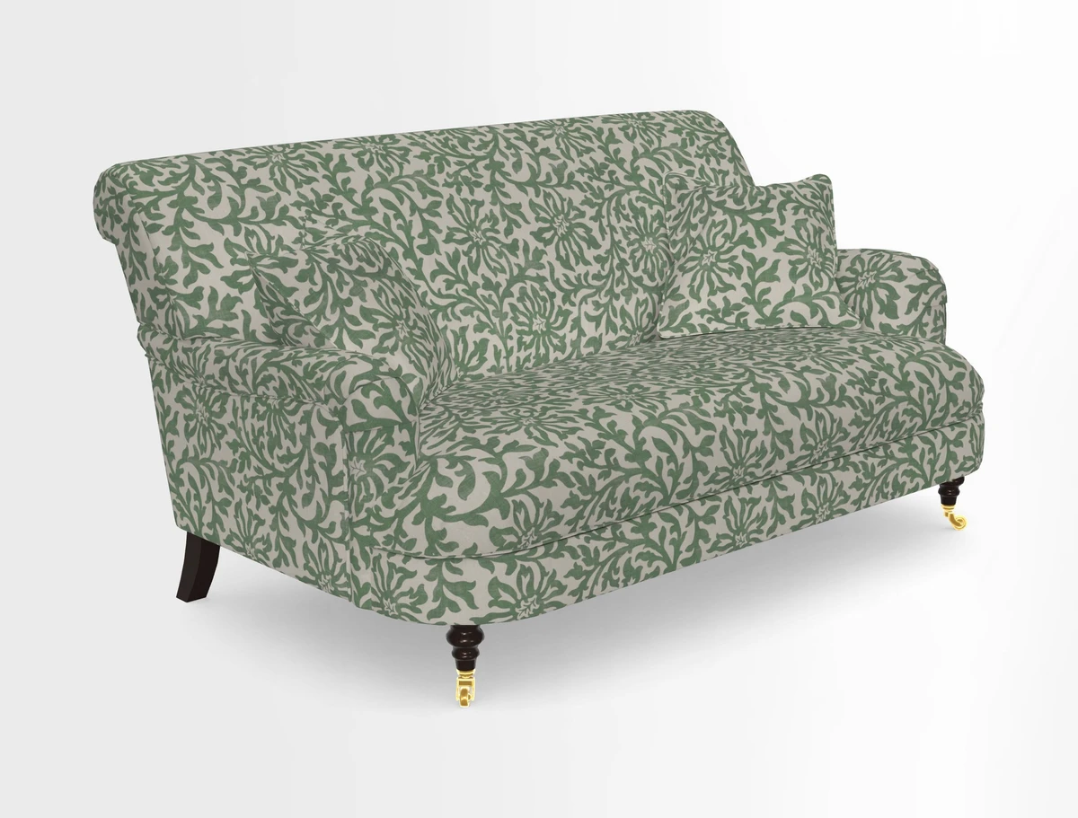 Holmfirth 3 Seater Seater Sofa in RHS Collection on Velvet Pieter van Kouwenhoorn Tulips with scatters in Almost Plain Velvet Maple and Brick
