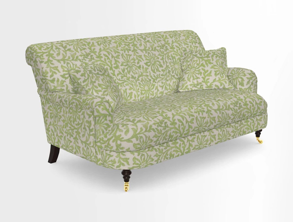 Holmfirth 3 Seater Seater Sofa in RHS Collection on Velvet Pieter van Kouwenhoorn Tulips with scatters in Almost Plain Velvet Maple and Brick