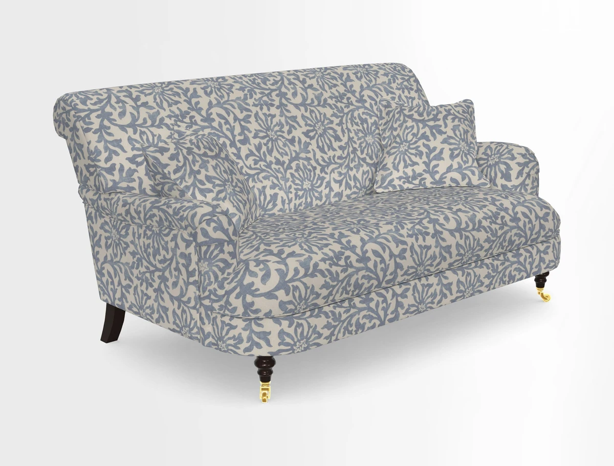 Holmfirth 3 Seater Seater Sofa in RHS Collection on Velvet Pieter van Kouwenhoorn Tulips with scatters in Almost Plain Velvet Maple and Brick
