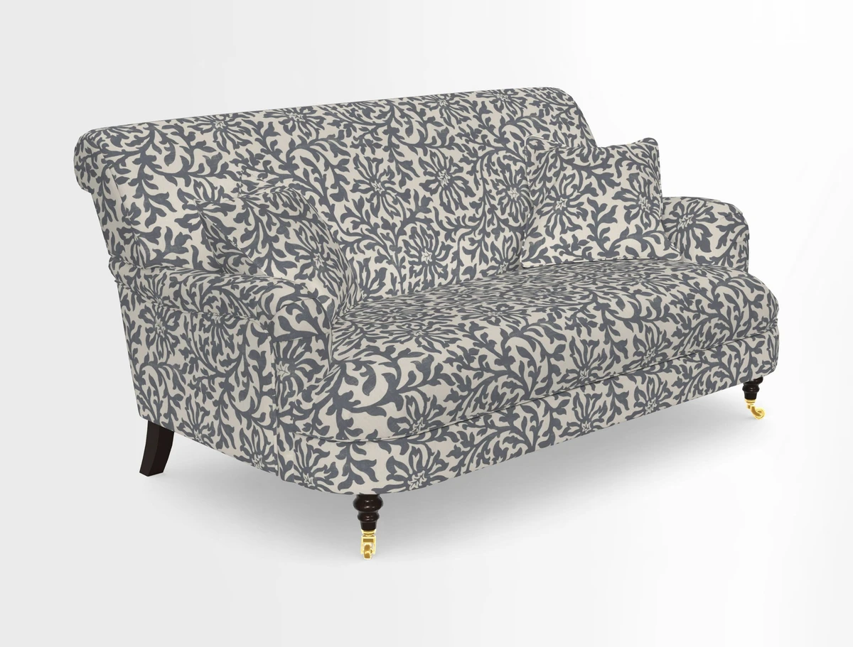 Holmfirth 3 Seater Seater Sofa in RHS Collection on Velvet Pieter van Kouwenhoorn Tulips with scatters in Almost Plain Velvet Maple and Brick