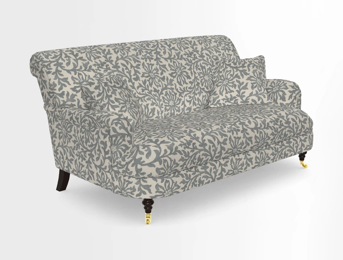 Holmfirth 3 Seater Seater Sofa in RHS Collection on Velvet Pieter van Kouwenhoorn Tulips with scatters in Almost Plain Velvet Maple and Brick