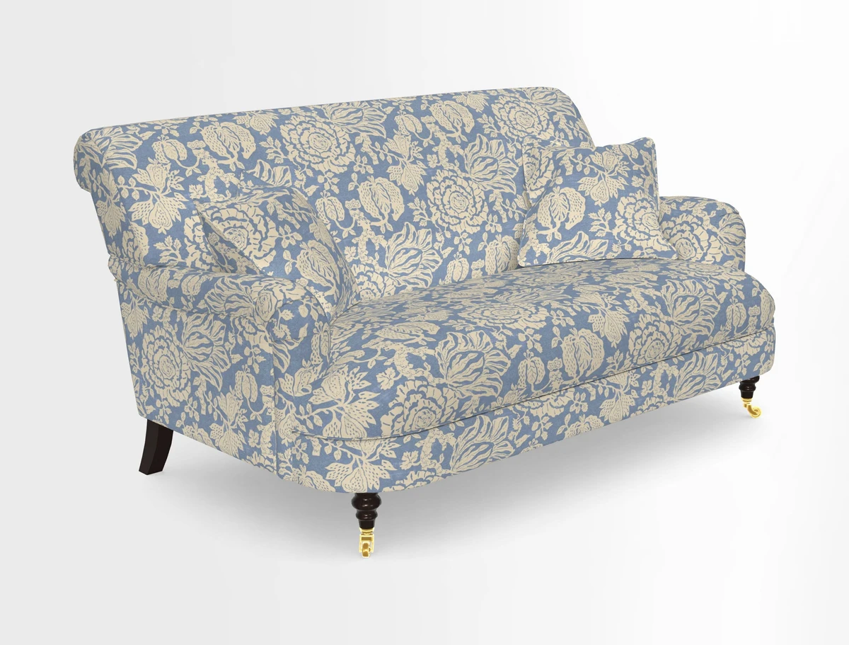 Holmfirth 3 Seater Seater Sofa in RHS Collection on Velvet Pieter van Kouwenhoorn Tulips with scatters in Almost Plain Velvet Maple and Brick