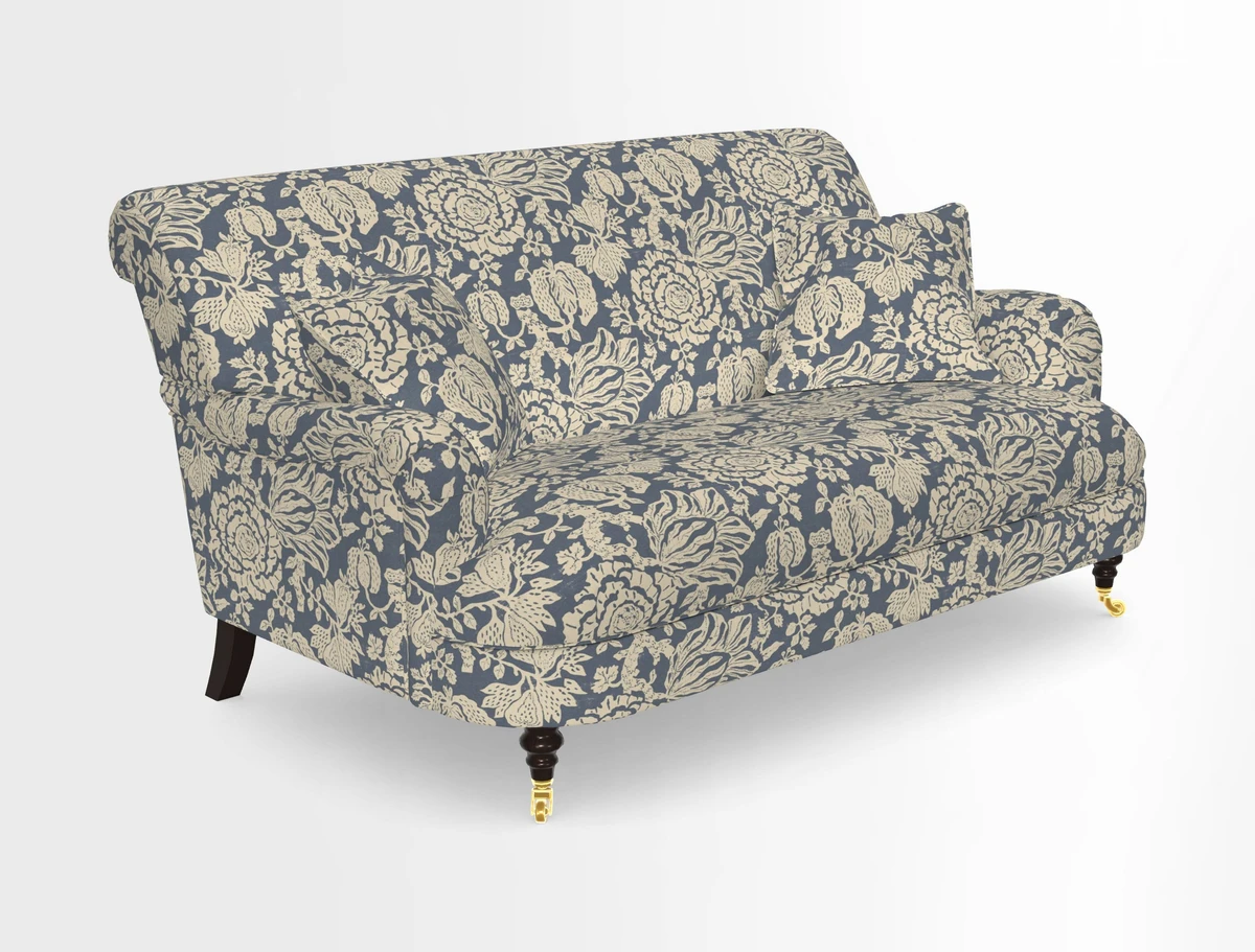 Holmfirth 3 Seater Seater Sofa in RHS Collection on Velvet Pieter van Kouwenhoorn Tulips with scatters in Almost Plain Velvet Maple and Brick