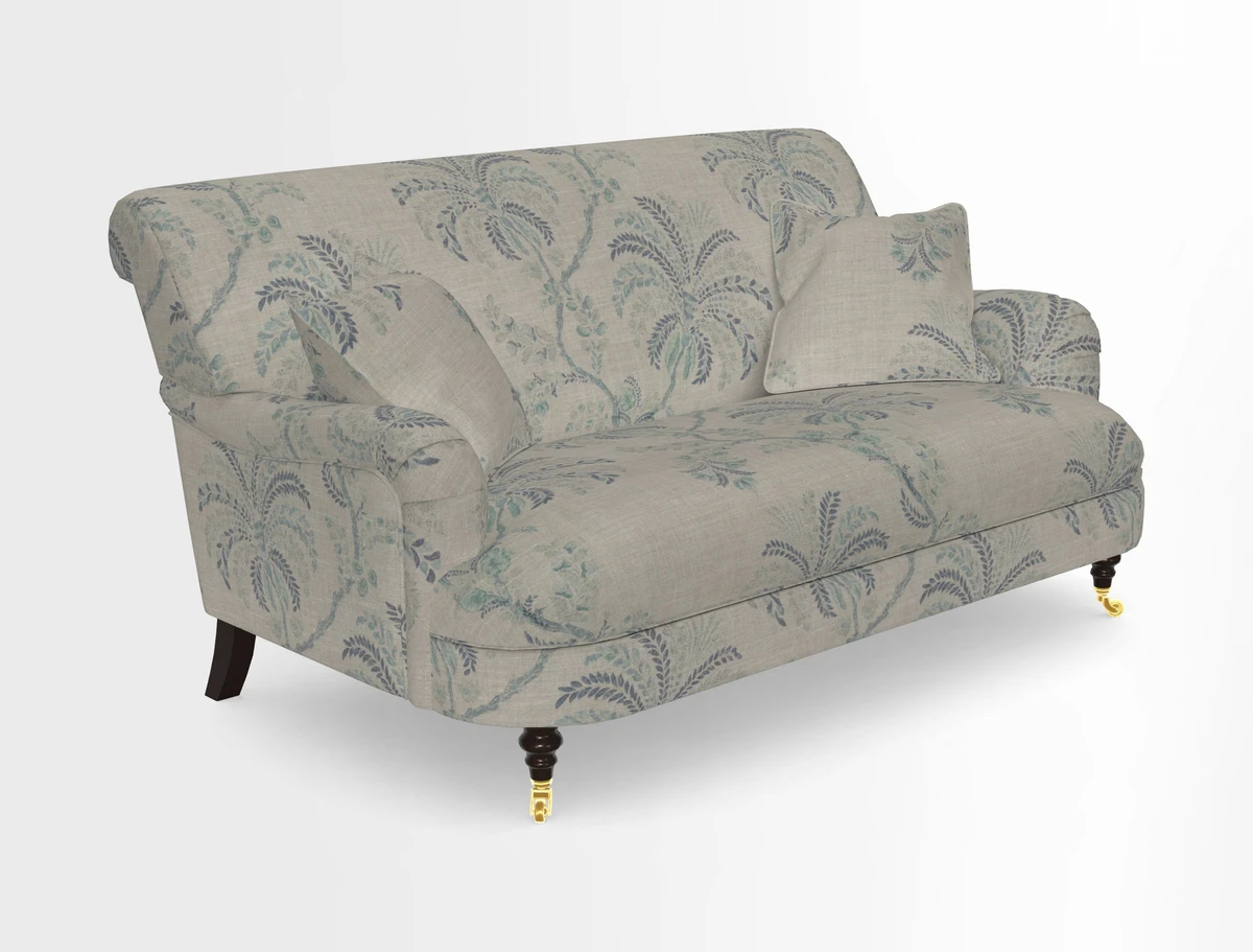 Holmfirth 3 Seater Seater Sofa in RHS Collection on Velvet Pieter van Kouwenhoorn Tulips with scatters in Almost Plain Velvet Maple and Brick