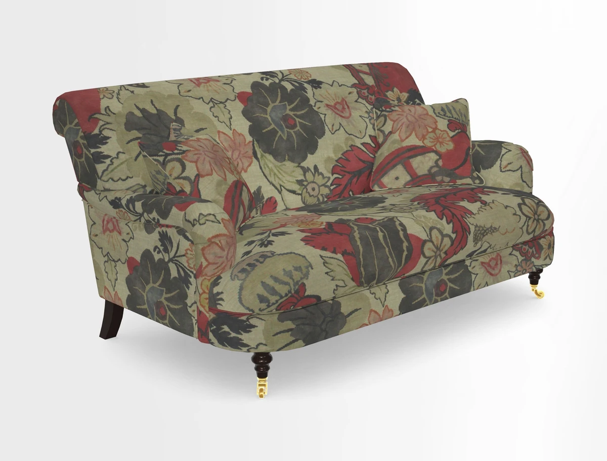Holmfirth 3 Seater Seater Sofa in RHS Collection on Velvet Pieter van Kouwenhoorn Tulips with scatters in Almost Plain Velvet Maple and Brick