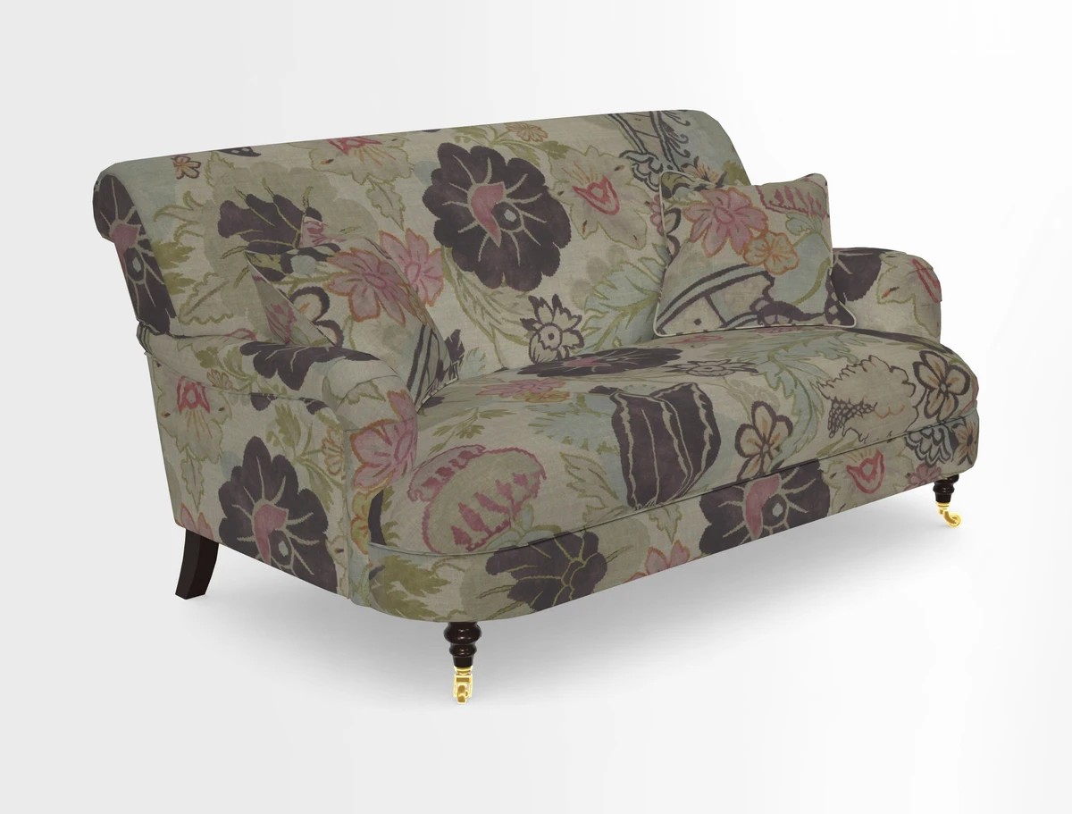 Holmfirth 3 Seater Seater Sofa in RHS Collection on Velvet Pieter van Kouwenhoorn Tulips with scatters in Almost Plain Velvet Maple and Brick