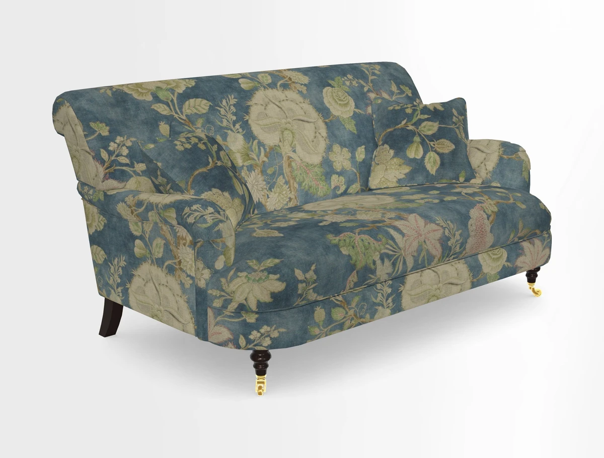 Holmfirth 3 Seater Seater Sofa in RHS Collection on Velvet Pieter van Kouwenhoorn Tulips with scatters in Almost Plain Velvet Maple and Brick