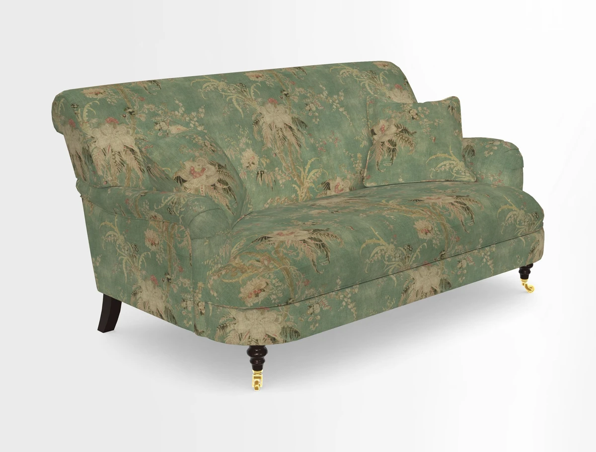 Holmfirth 3 Seater Seater Sofa in RHS Collection on Velvet Pieter van Kouwenhoorn Tulips with scatters in Almost Plain Velvet Maple and Brick