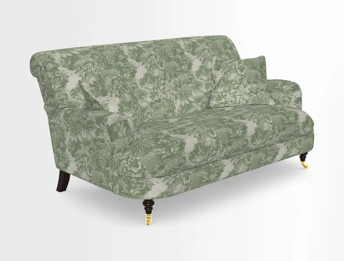 Holmfirth 3 Seater Seater Sofa in RHS Collection on Velvet Pieter van Kouwenhoorn Tulips with scatters in Almost Plain Velvet Maple and Brick