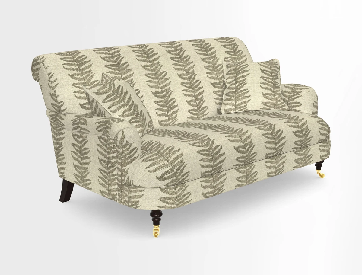 Holmfirth 3 Seater Seater Sofa in RHS Collection on Velvet Pieter van Kouwenhoorn Tulips with scatters in Almost Plain Velvet Maple and Brick