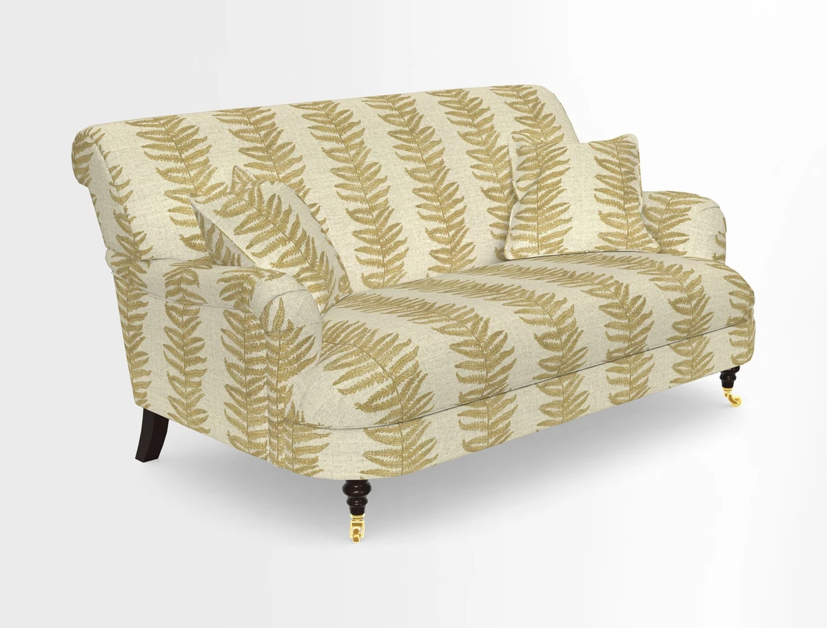 Holmfirth 3 Seater Seater Sofa in RHS Collection on Velvet Pieter van Kouwenhoorn Tulips with scatters in Almost Plain Velvet Maple and Brick