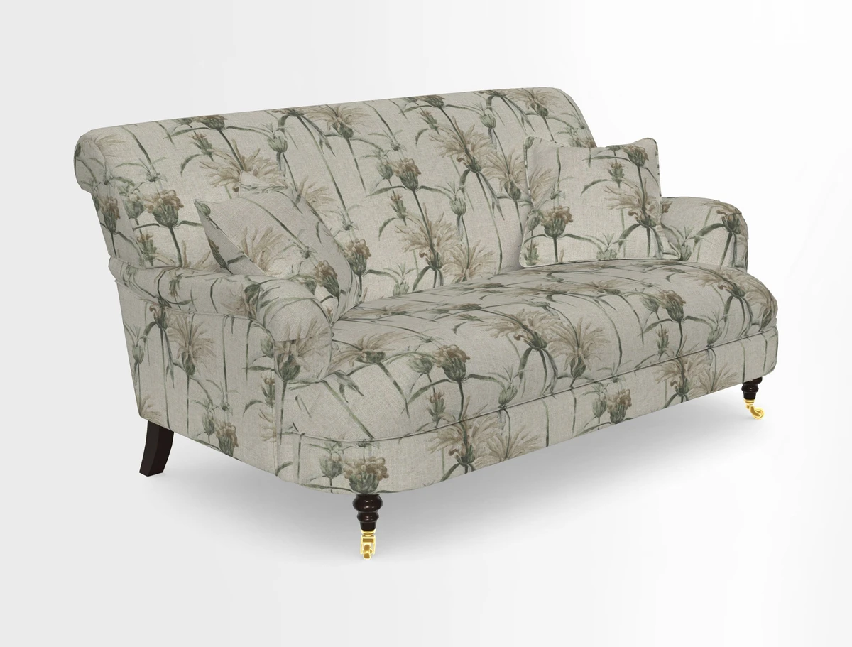 Holmfirth 3 Seater Seater Sofa in RHS Collection on Velvet Pieter van Kouwenhoorn Tulips with scatters in Almost Plain Velvet Maple and Brick