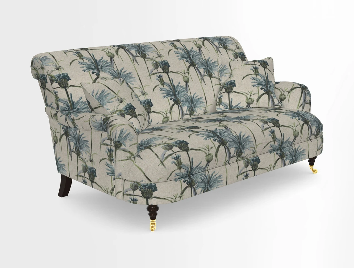 Holmfirth 3 Seater Seater Sofa in RHS Collection on Velvet Pieter van Kouwenhoorn Tulips with scatters in Almost Plain Velvet Maple and Brick