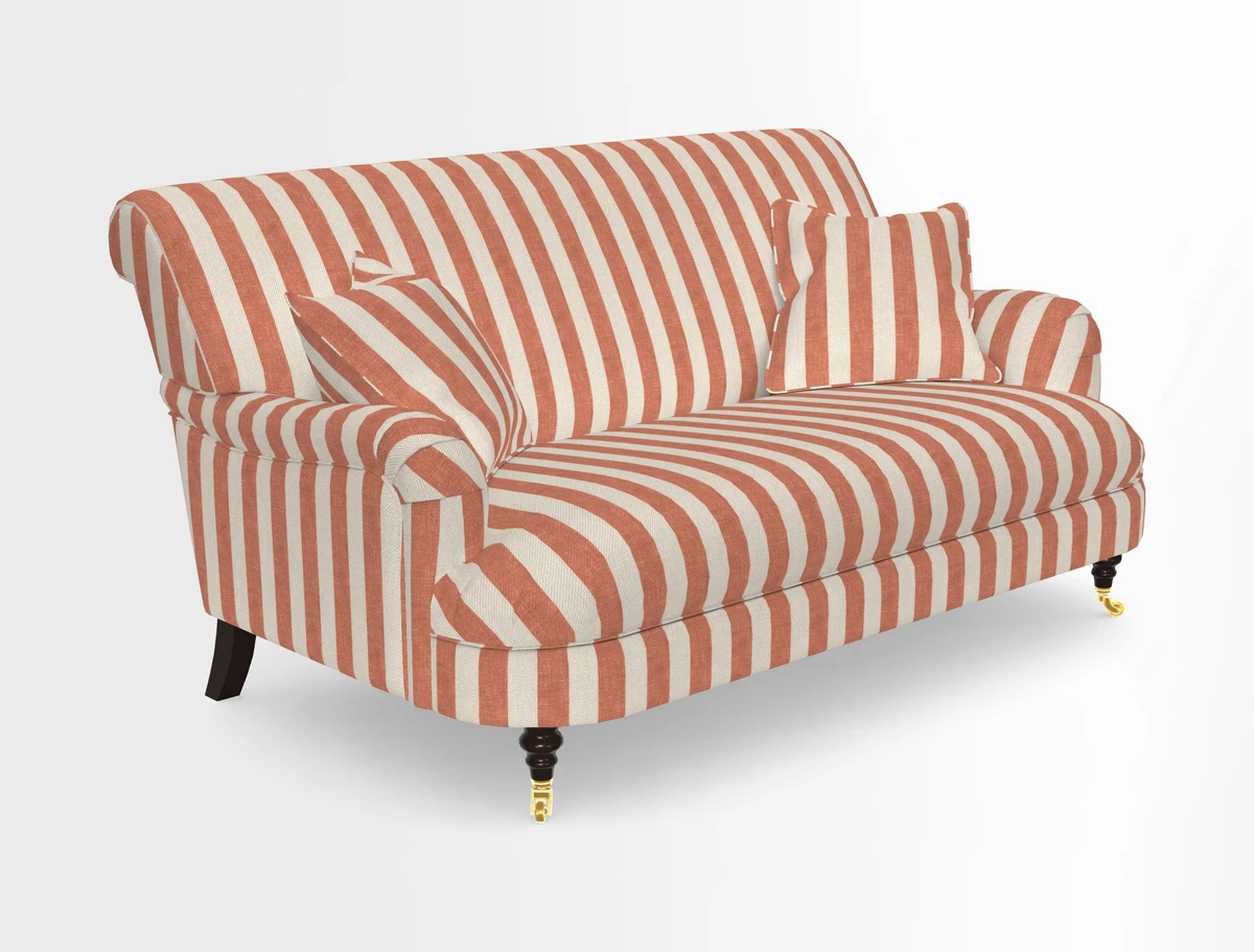 Holmfirth 3 Seater Seater Sofa in RHS Collection on Velvet Pieter van Kouwenhoorn Tulips with scatters in Almost Plain Velvet Maple and Brick