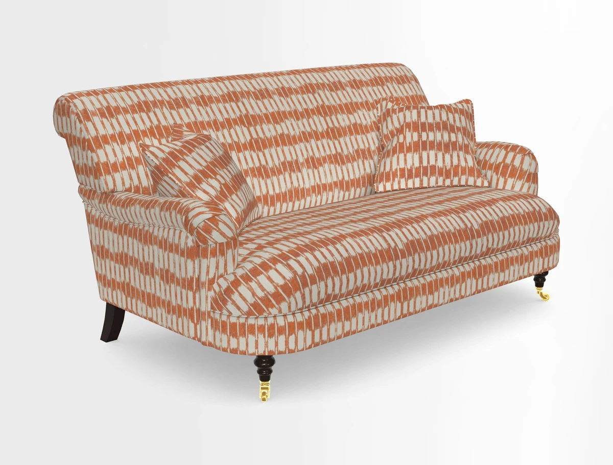 Holmfirth 3 Seater Seater Sofa in RHS Collection on Velvet Pieter van Kouwenhoorn Tulips with scatters in Almost Plain Velvet Maple and Brick