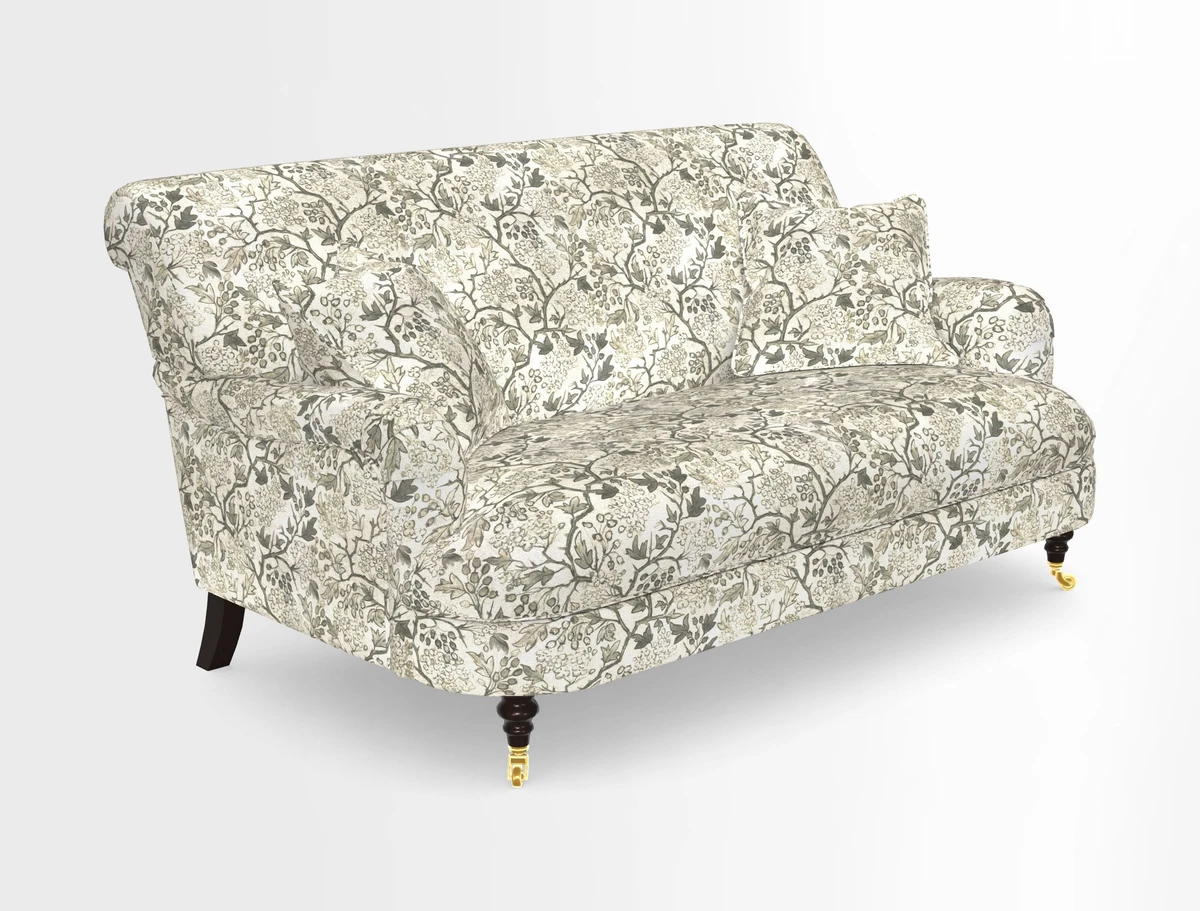 Holmfirth 3 Seater Seater Sofa in RHS Collection on Velvet Pieter van Kouwenhoorn Tulips with scatters in Almost Plain Velvet Maple and Brick