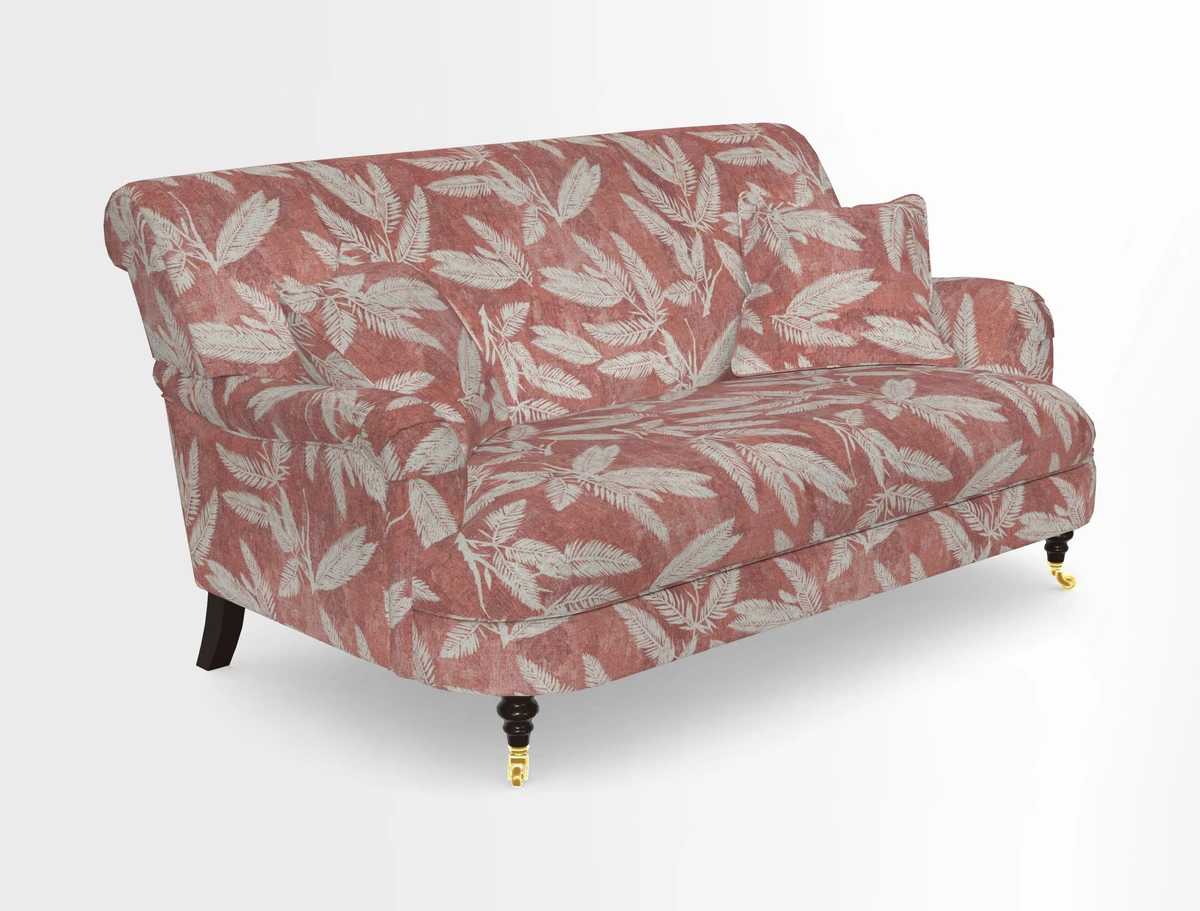 Holmfirth 3 Seater Seater Sofa in RHS Collection on Velvet Pieter van Kouwenhoorn Tulips with scatters in Almost Plain Velvet Maple and Brick
