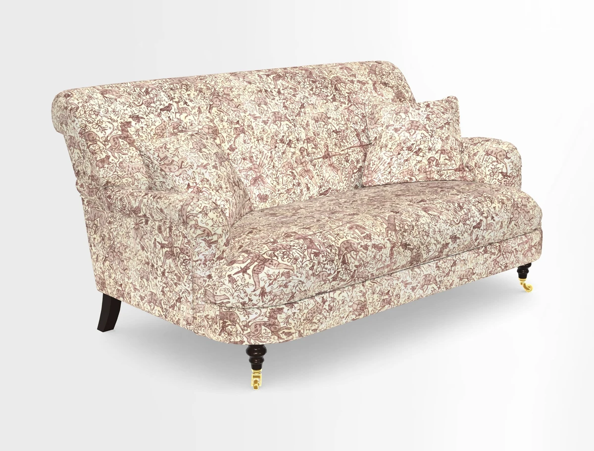 Holmfirth 3 Seater Seater Sofa in RHS Collection on Velvet Pieter van Kouwenhoorn Tulips with scatters in Almost Plain Velvet Maple and Brick