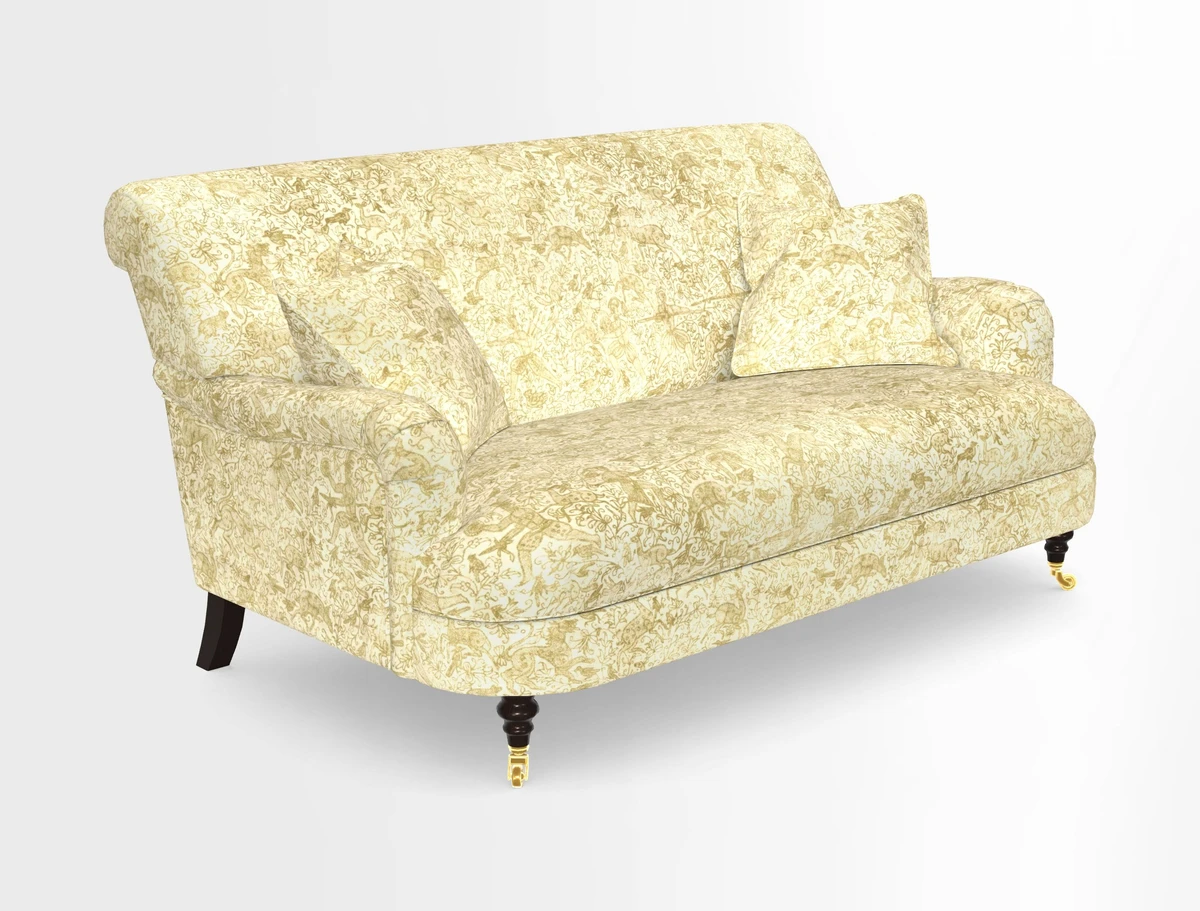 Holmfirth 3 Seater Seater Sofa in RHS Collection on Velvet Pieter van Kouwenhoorn Tulips with scatters in Almost Plain Velvet Maple and Brick