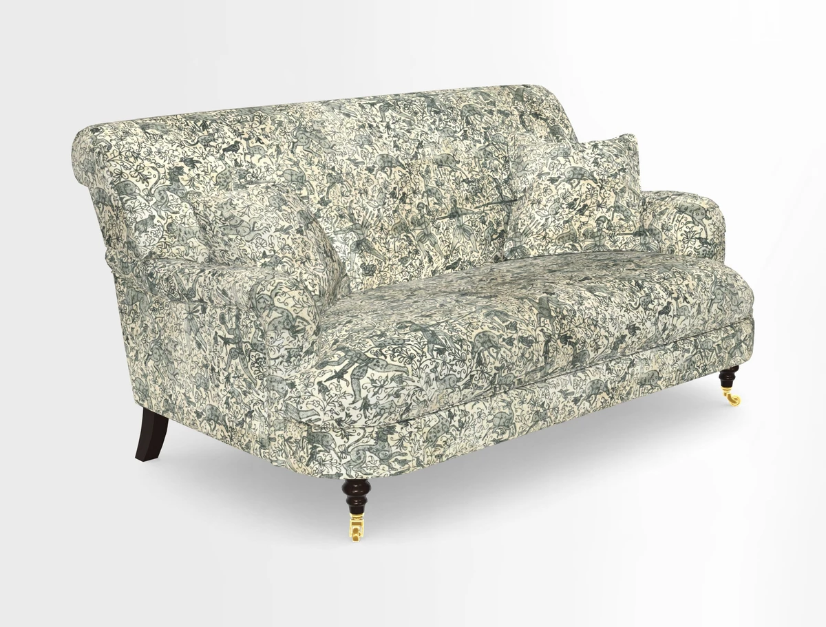 Holmfirth 3 Seater Seater Sofa in RHS Collection on Velvet Pieter van Kouwenhoorn Tulips with scatters in Almost Plain Velvet Maple and Brick