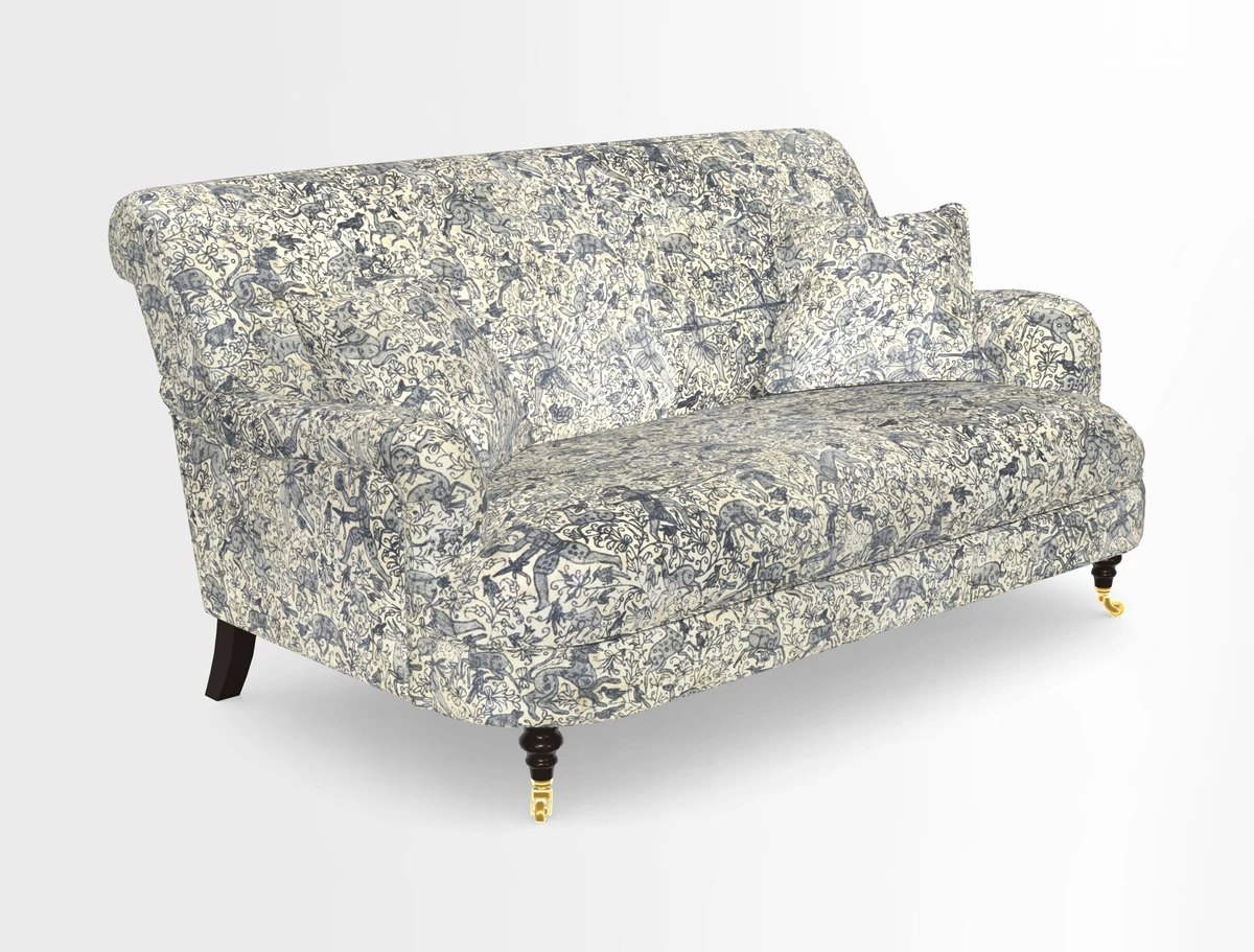 Holmfirth 3 Seater Seater Sofa in RHS Collection on Velvet Pieter van Kouwenhoorn Tulips with scatters in Almost Plain Velvet Maple and Brick