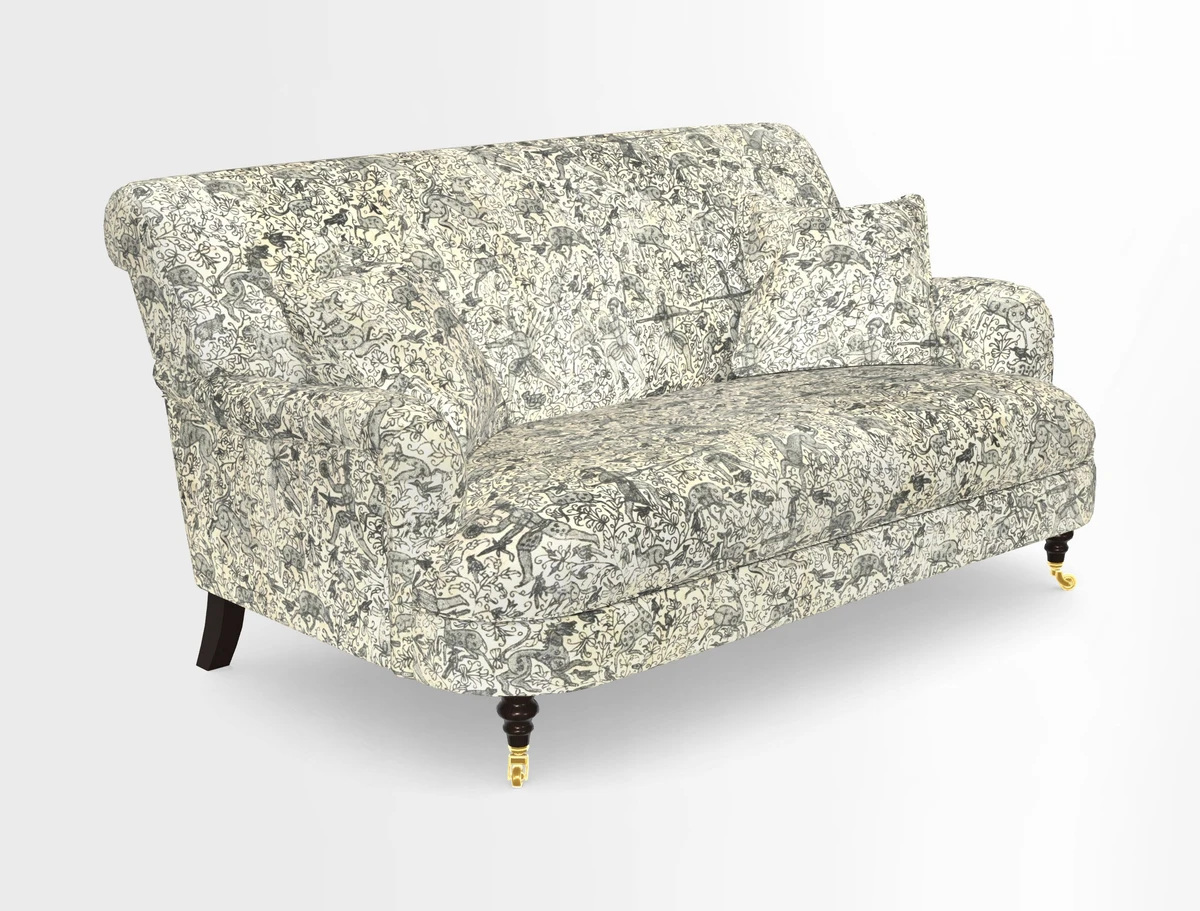 Holmfirth 3 Seater Seater Sofa in RHS Collection on Velvet Pieter van Kouwenhoorn Tulips with scatters in Almost Plain Velvet Maple and Brick