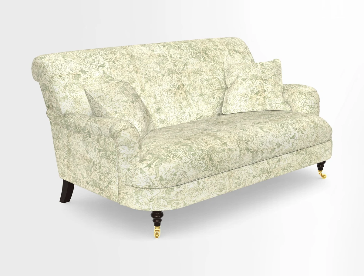 Holmfirth 3 Seater Seater Sofa in RHS Collection on Velvet Pieter van Kouwenhoorn Tulips with scatters in Almost Plain Velvet Maple and Brick