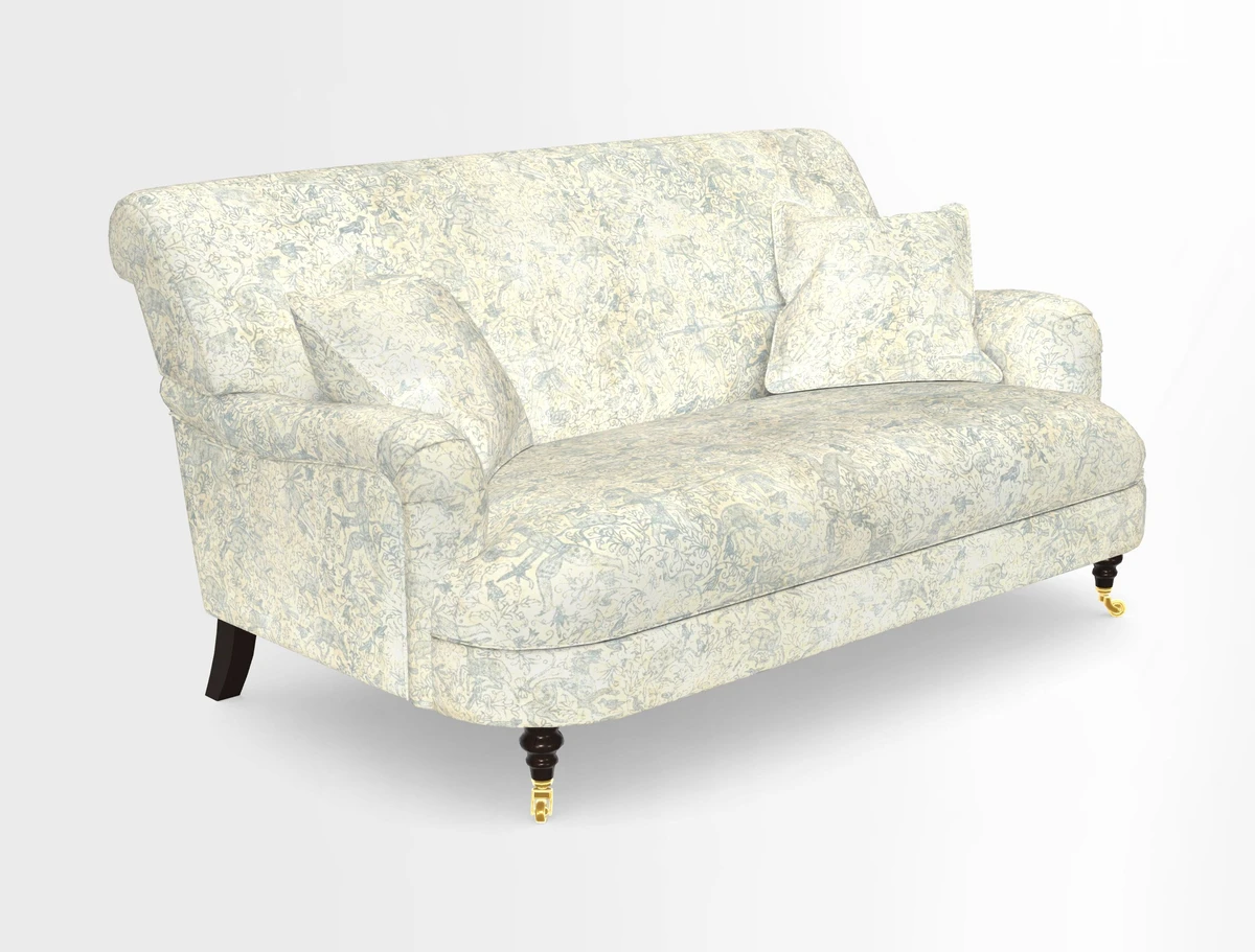 Holmfirth 3 Seater Seater Sofa in RHS Collection on Velvet Pieter van Kouwenhoorn Tulips with scatters in Almost Plain Velvet Maple and Brick