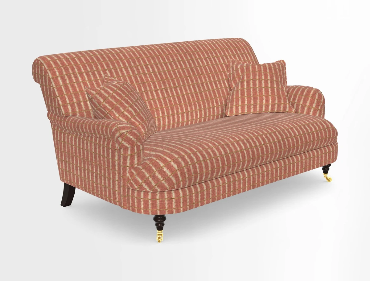 Holmfirth 3 Seater Seater Sofa in RHS Collection on Velvet Pieter van Kouwenhoorn Tulips with scatters in Almost Plain Velvet Maple and Brick