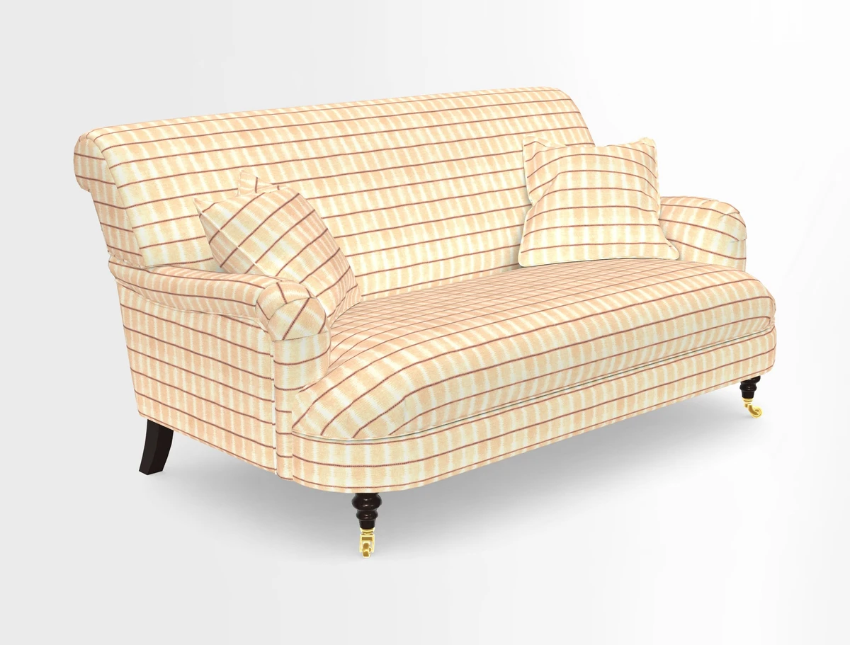 Holmfirth 3 Seater Seater Sofa in RHS Collection on Velvet Pieter van Kouwenhoorn Tulips with scatters in Almost Plain Velvet Maple and Brick
