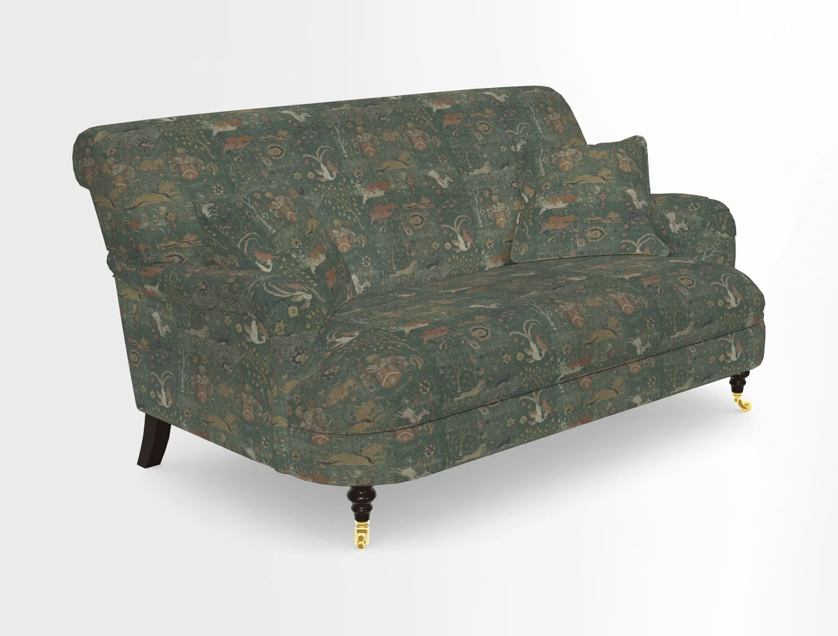 Holmfirth 3 Seater Seater Sofa in RHS Collection on Velvet Pieter van Kouwenhoorn Tulips with scatters in Almost Plain Velvet Maple and Brick