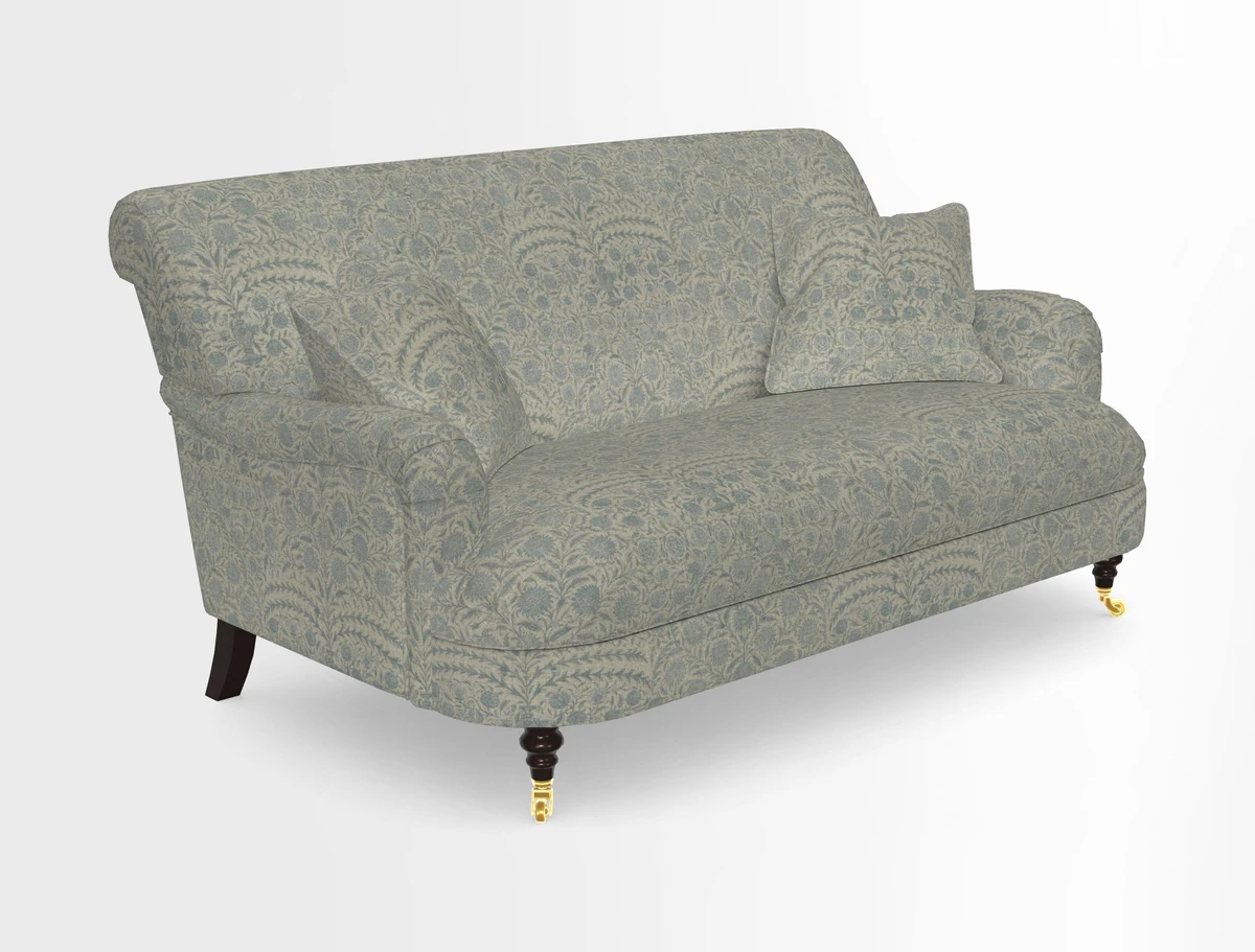 Holmfirth 3 Seater Seater Sofa in RHS Collection on Velvet Pieter van Kouwenhoorn Tulips with scatters in Almost Plain Velvet Maple and Brick