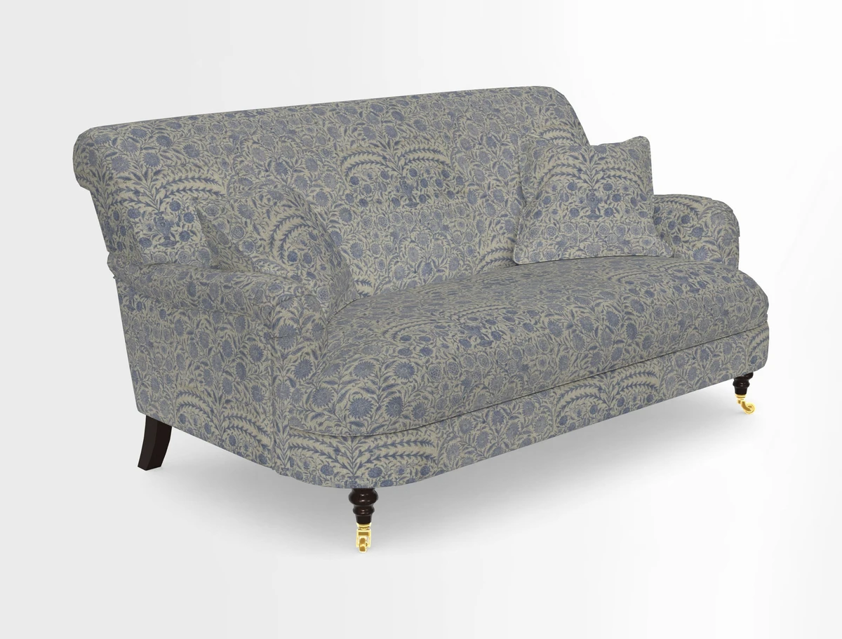 Holmfirth 3 Seater Seater Sofa in RHS Collection on Velvet Pieter van Kouwenhoorn Tulips with scatters in Almost Plain Velvet Maple and Brick
