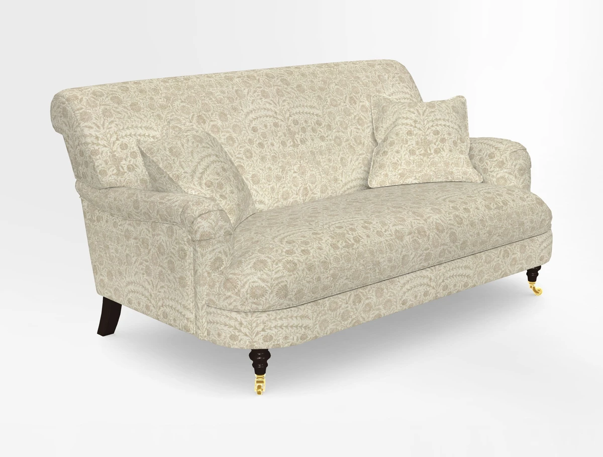 Holmfirth 3 Seater Seater Sofa in RHS Collection on Velvet Pieter van Kouwenhoorn Tulips with scatters in Almost Plain Velvet Maple and Brick