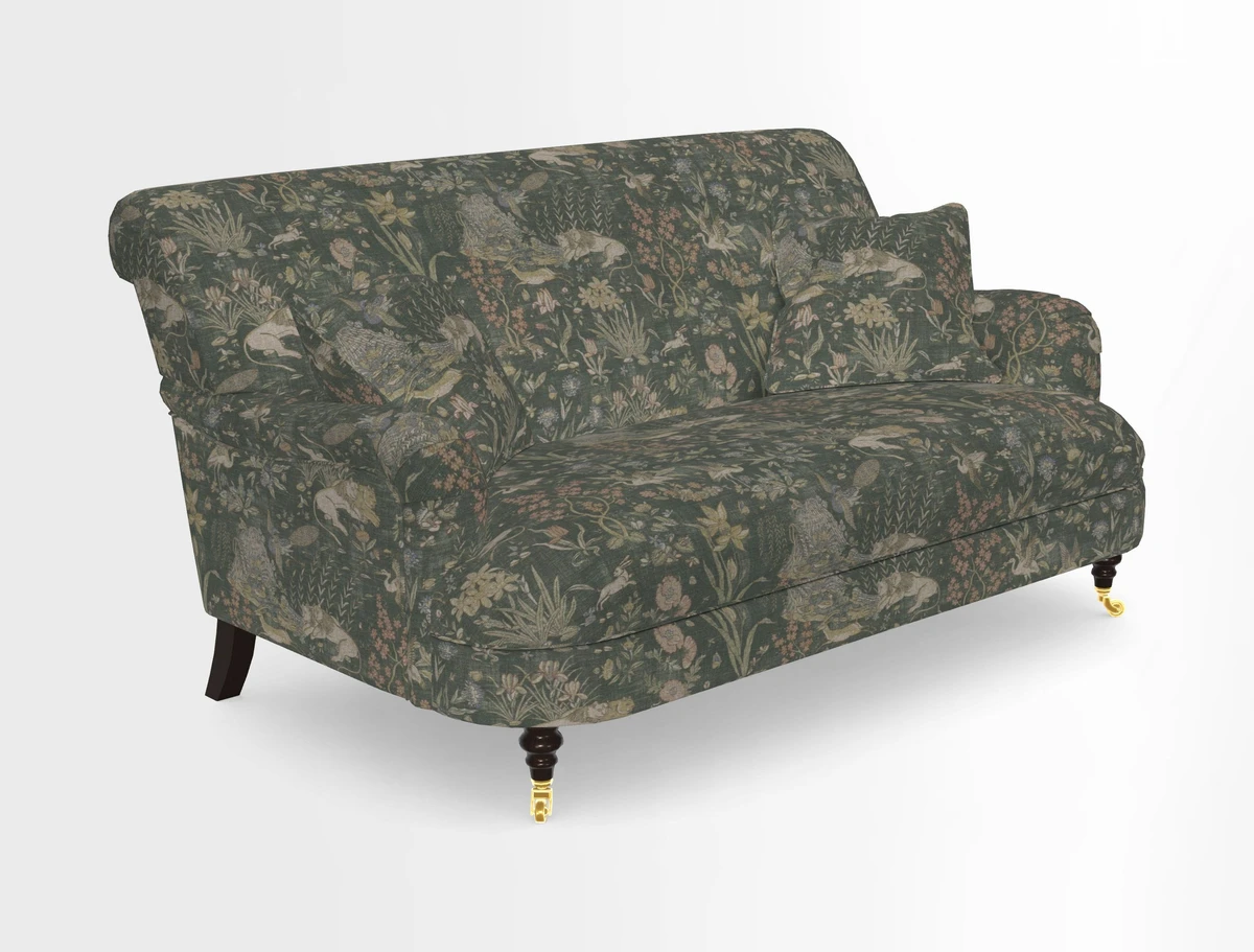 Holmfirth 3 Seater Seater Sofa in RHS Collection on Velvet Pieter van Kouwenhoorn Tulips with scatters in Almost Plain Velvet Maple and Brick