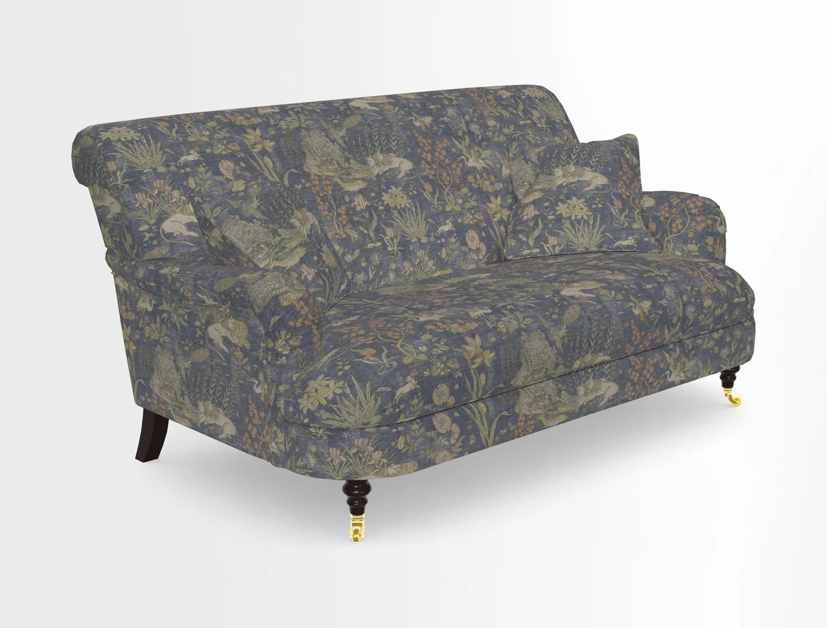 Holmfirth 3 Seater Seater Sofa in RHS Collection on Velvet Pieter van Kouwenhoorn Tulips with scatters in Almost Plain Velvet Maple and Brick