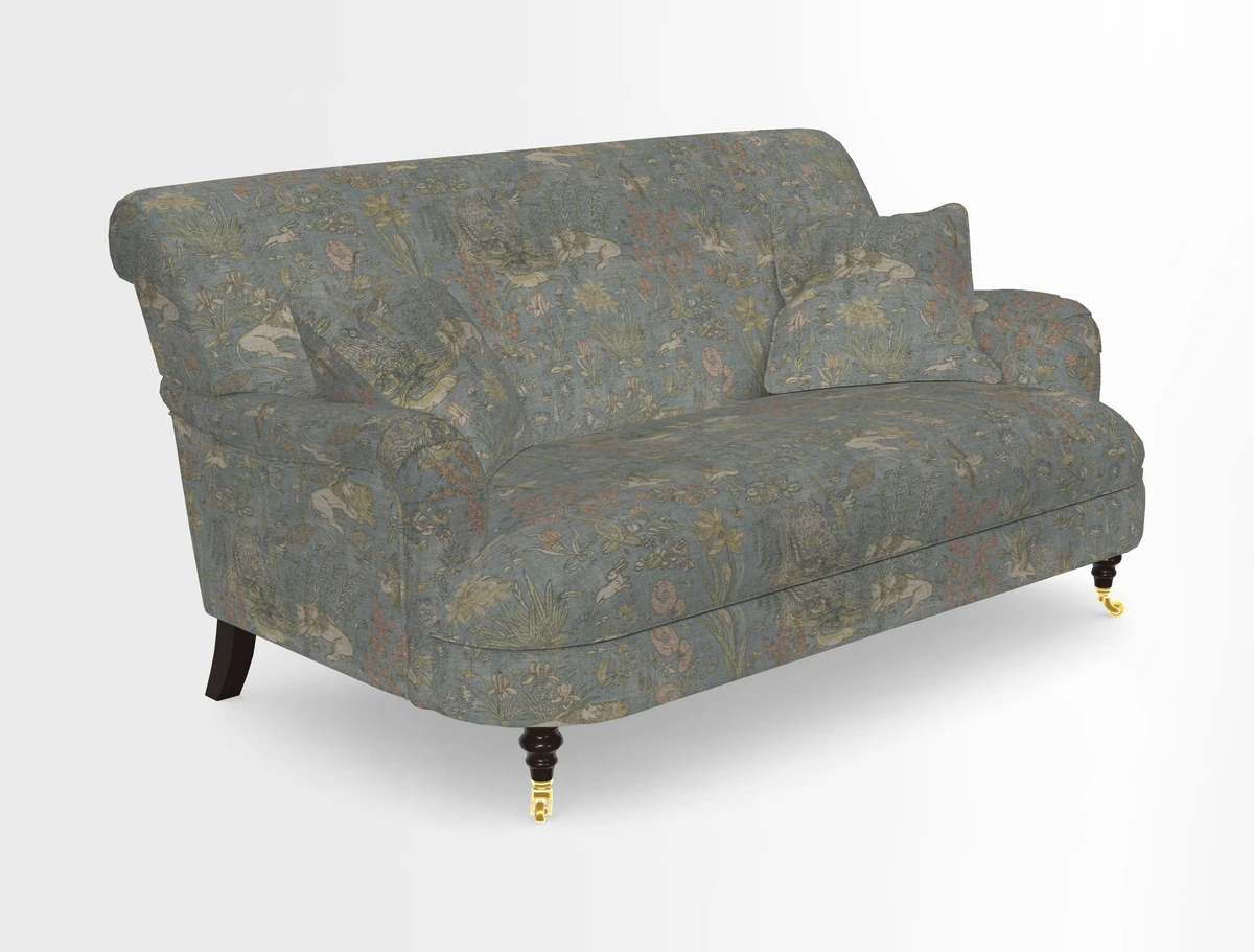 Holmfirth 3 Seater Seater Sofa in RHS Collection on Velvet Pieter van Kouwenhoorn Tulips with scatters in Almost Plain Velvet Maple and Brick