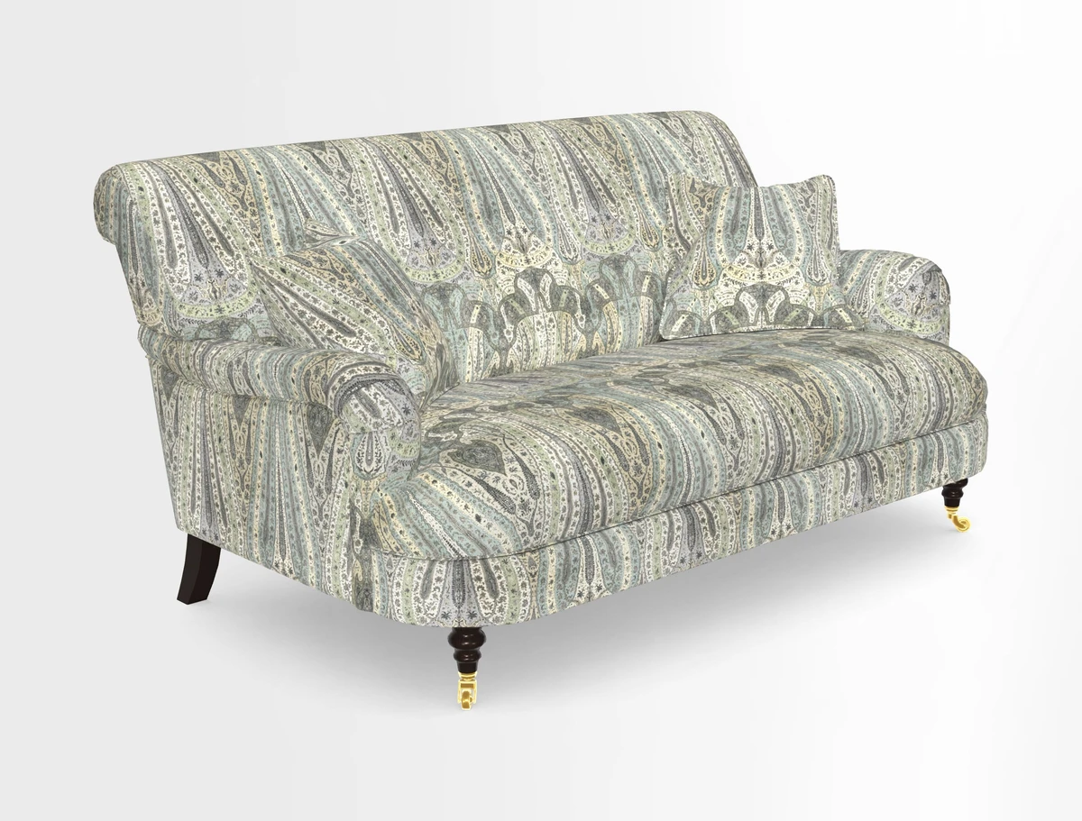 Holmfirth 3 Seater Seater Sofa in RHS Collection on Velvet Pieter van Kouwenhoorn Tulips with scatters in Almost Plain Velvet Maple and Brick