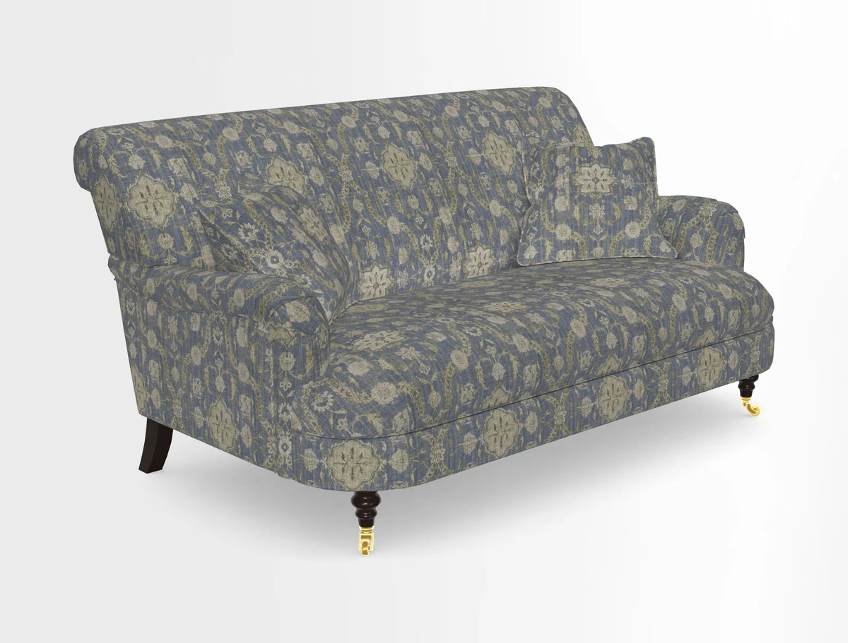 Holmfirth 3 Seater Seater Sofa in RHS Collection on Velvet Pieter van Kouwenhoorn Tulips with scatters in Almost Plain Velvet Maple and Brick