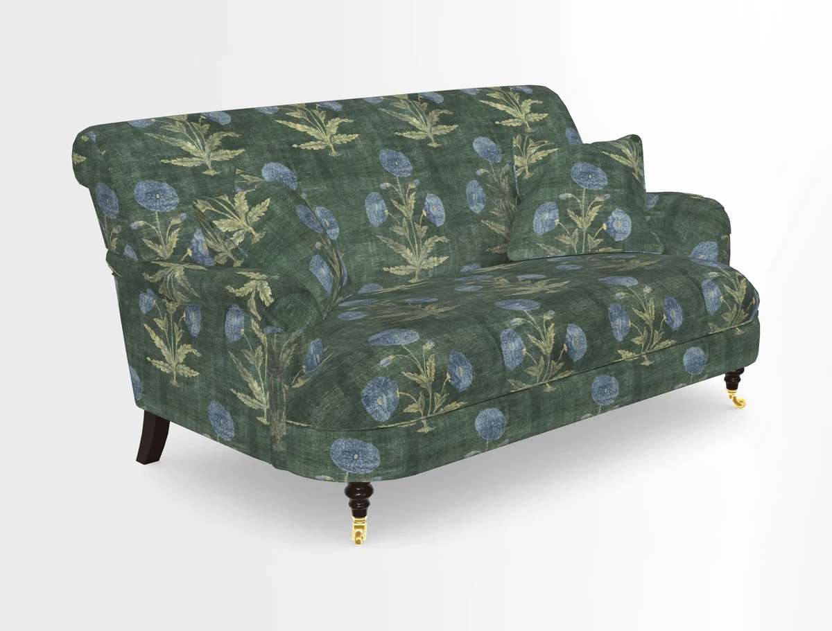Holmfirth 3 Seater Seater Sofa in RHS Collection on Velvet Pieter van Kouwenhoorn Tulips with scatters in Almost Plain Velvet Maple and Brick