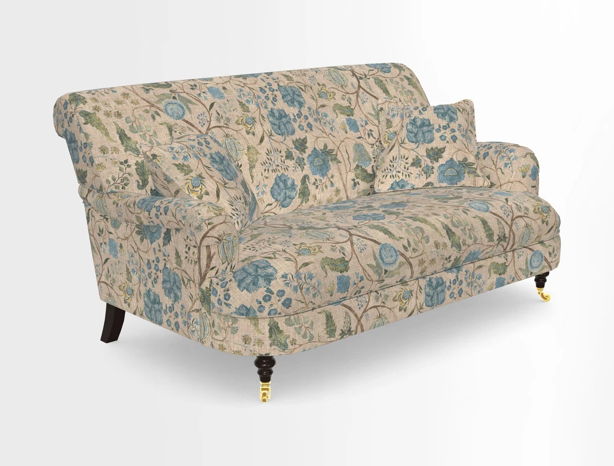 Holmfirth 3 Seater Seater Sofa in RHS Collection on Velvet Pieter van Kouwenhoorn Tulips with scatters in Almost Plain Velvet Maple and Brick