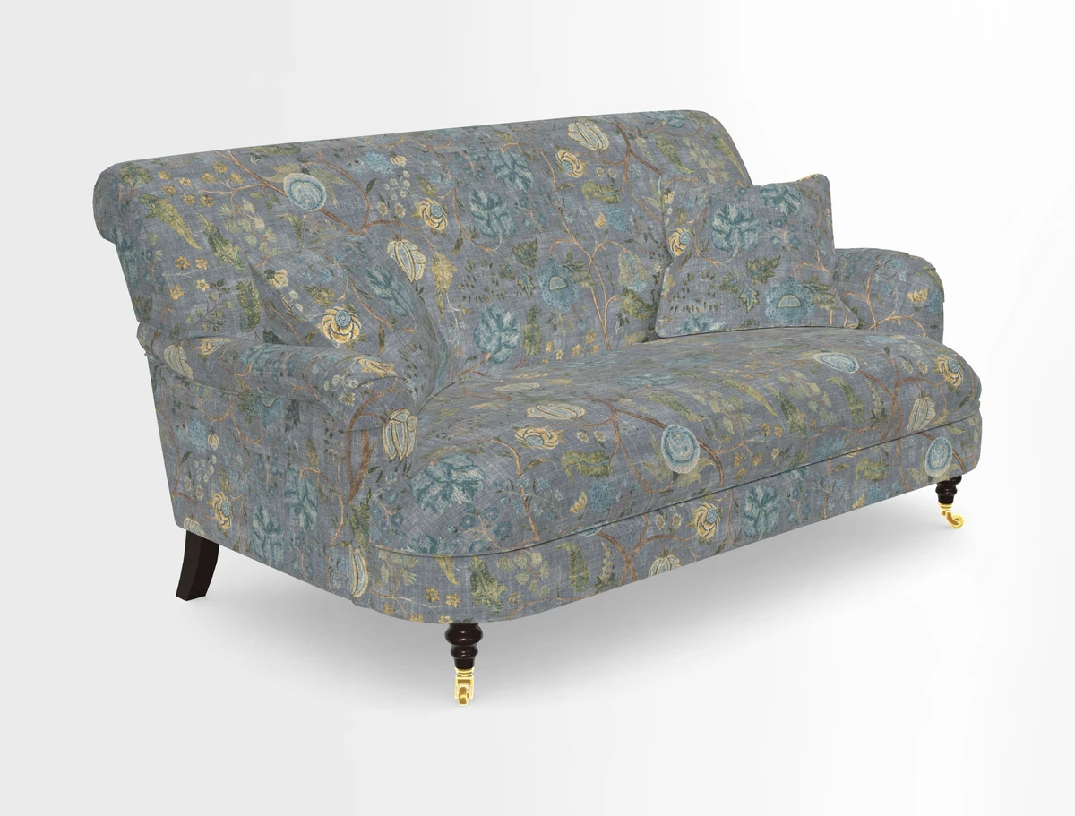 Holmfirth 3 Seater Seater Sofa in RHS Collection on Velvet Pieter van Kouwenhoorn Tulips with scatters in Almost Plain Velvet Maple and Brick