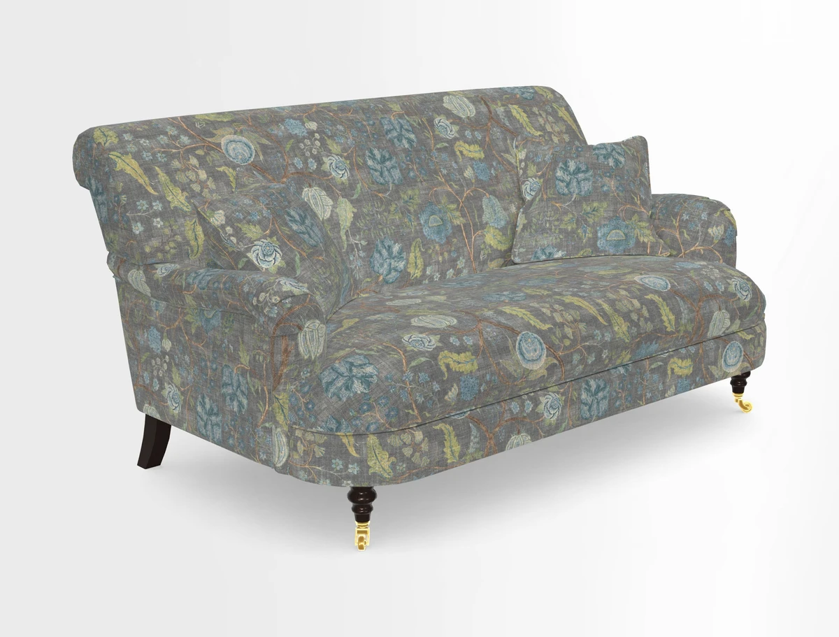 Holmfirth 3 Seater Seater Sofa in RHS Collection on Velvet Pieter van Kouwenhoorn Tulips with scatters in Almost Plain Velvet Maple and Brick