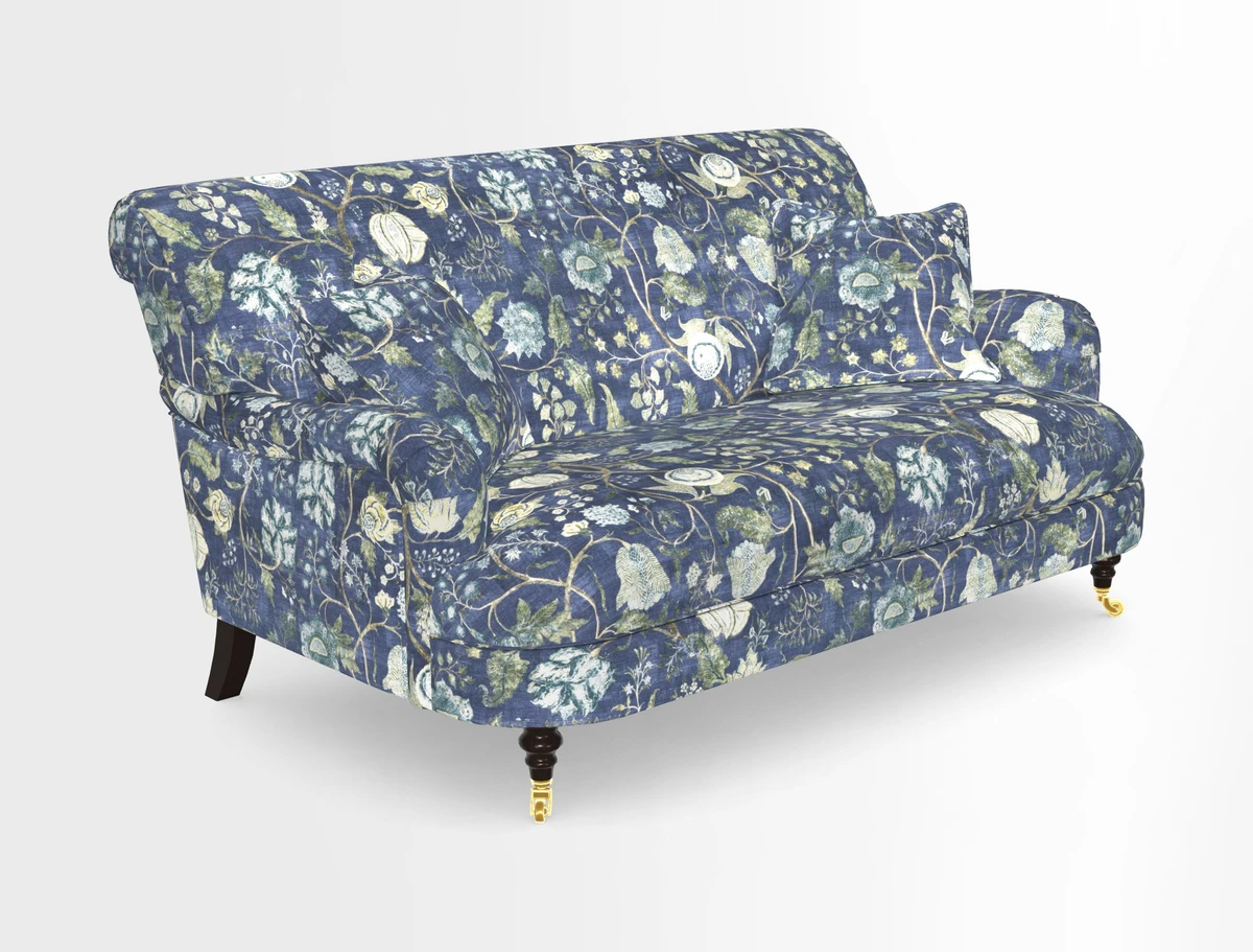 Holmfirth 3 Seater Seater Sofa in RHS Collection on Velvet Pieter van Kouwenhoorn Tulips with scatters in Almost Plain Velvet Maple and Brick
