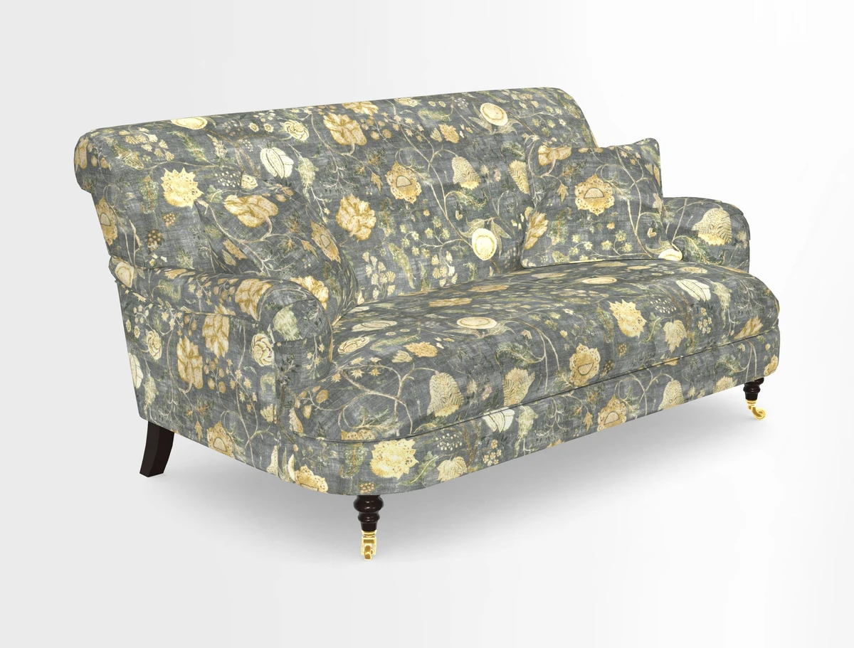 Holmfirth 3 Seater Seater Sofa in RHS Collection on Velvet Pieter van Kouwenhoorn Tulips with scatters in Almost Plain Velvet Maple and Brick