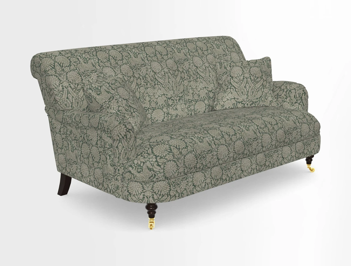Holmfirth 3 Seater Seater Sofa in RHS Collection on Velvet Pieter van Kouwenhoorn Tulips with scatters in Almost Plain Velvet Maple and Brick