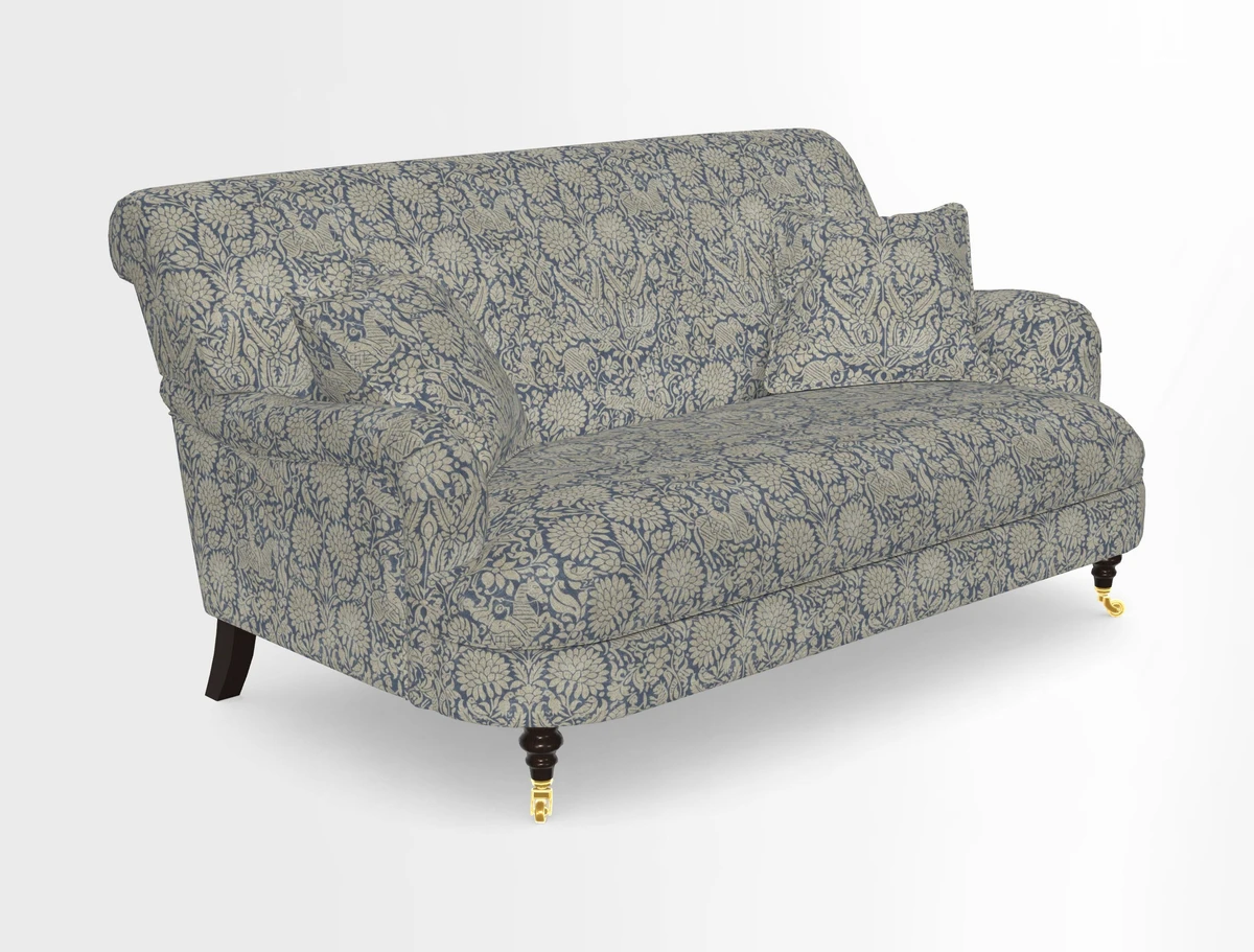 Holmfirth 3 Seater Seater Sofa in RHS Collection on Velvet Pieter van Kouwenhoorn Tulips with scatters in Almost Plain Velvet Maple and Brick